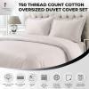 imageTribeca Living Cotton Queen Duvet Cover Set 750 Thread Count 3 Piece Set Includes Plain Oversized Queen Duvet Cover ampamp Two Sham Pillowcases WhiteBone