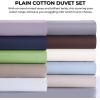 imageTribeca Living Cotton Queen Duvet Cover Set 750 Thread Count 3 Piece Set Includes Plain Oversized Queen Duvet Cover ampamp Two Sham Pillowcases WhiteChocolate