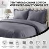 imageTribeca Living Cotton Queen Duvet Cover Set 750 Thread Count 3 Piece Set Includes Plain Oversized Queen Duvet Cover ampamp Two Sham Pillowcases WhiteGrey