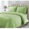 imageTribeca Living Cotton Queen Duvet Cover Set 750 Thread Count 3 Piece Set Includes Plain Oversized Queen Duvet Cover ampamp Two Sham Pillowcases WhiteGreen