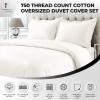 imageTribeca Living Cotton Queen Duvet Cover Set 750 Thread Count 3 Piece Set Includes Plain Oversized Queen Duvet Cover ampamp Two Sham Pillowcases WhiteIvory