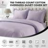 imageTribeca Living Cotton Queen Duvet Cover Set 750 Thread Count 3 Piece Set Includes Plain Oversized Queen Duvet Cover ampamp Two Sham Pillowcases WhiteLavender