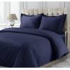 imageTribeca Living Cotton Queen Duvet Cover Set 750 Thread Count 3 Piece Set Includes Plain Oversized Queen Duvet Cover ampamp Two Sham Pillowcases WhiteNavy Blue