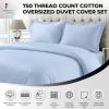 imageTribeca Living Cotton Queen Duvet Cover Set 750 Thread Count 3 Piece Set Includes Plain Oversized Queen Duvet Cover ampamp Two Sham Pillowcases WhiteSky Blue