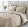 imageTribeca Living Cotton Queen Duvet Cover Set 750 Thread Count 3 Piece Set Includes Plain Oversized Queen Duvet Cover ampamp Two Sham Pillowcases WhiteTaupe