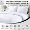 imageTribeca Living Cotton Queen Duvet Cover Set 750 Thread Count 3 Piece Set Includes Plain Oversized Queen Duvet Cover ampamp Two Sham Pillowcases WhiteWhite