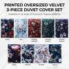 imageTribeca Living Velvet Floral Printed Queen Duvet Cover Set Soft Touch Oversized Luxury Three Piece Set Includes One Duvet Cover and Sham Pillowcases Amara IndigoPariza Multicolor