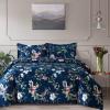 imageTribeca Living Velvet Floral Printed Queen Duvet Cover Set Soft Touch Oversized Luxury Three Piece Set Includes One Duvet Cover and Sham Pillowcases Amara IndigoAmara Fir Green