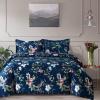 imageTribeca Living Velvet Floral Printed Queen Duvet Cover Set Soft Touch Oversized Luxury Three Piece Set Includes One Duvet Cover and Sham Pillowcases Amara IndigoCalla Multicolor