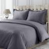 imageTribeca Living Cotton Queen Duvet Cover Set 750 Thread Count 3 Piece Set Includes Plain Oversized Queen Duvet Cover ampamp Two Sham Pillowcases WhiteGrey