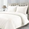 imageTribeca Living Cotton Queen Duvet Cover Set 750 Thread Count 3 Piece Set Includes Plain Oversized Queen Duvet Cover ampamp Two Sham Pillowcases WhiteIvory