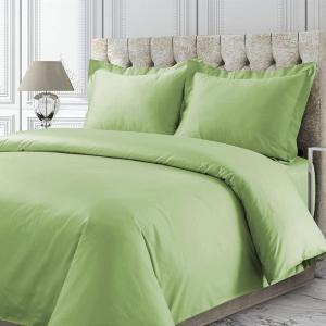 imageTribeca Living Cotton Queen Duvet Cover Set 750 Thread Count 3 Piece Set Includes Plain Oversized Queen Duvet Cover ampamp Two Sham Pillowcases WhiteGreen