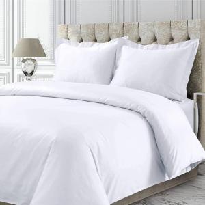 imageTribeca Living Cotton Queen Duvet Cover Set 750 Thread Count 3 Piece Set Includes Plain Oversized Queen Duvet Cover ampamp Two Sham Pillowcases WhiteWhite
