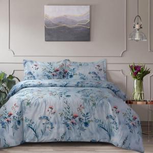 imageTribeca Living Velvet Floral Printed Queen Duvet Cover Set Soft Touch Oversized Luxury Three Piece Set Includes One Duvet Cover and Sham Pillowcases Amara IndigoIris Multicolor