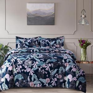 imageTribeca Living Velvet Floral Printed Queen Duvet Cover Set Soft Touch Oversized Luxury Three Piece Set Includes One Duvet Cover and Sham Pillowcases Amara IndigoPariza Multicolor