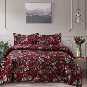 imageTribeca Living Velvet Floral Printed Queen Duvet Cover Set Soft Touch Oversized Luxury Three Piece Set Includes One Duvet Cover and Sham Pillowcases Amara IndigoAmara Garnet