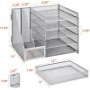 imageMarbrasse Desk Organizer with File Holder 5Tier Paper Letter Tray Organizer with Drawer and 2 Pen Holder Mesh Desktop Organizer and Storage with Magazine Holder for Office SuppliesBlackSilver