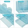 imageMarbrasse Desk Organizer with File Holder 5Tier Paper Letter Tray Organizer with Drawer and 2 Pen Holder Mesh Desktop Organizer and Storage with Magazine Holder for Office SuppliesBlackBlue