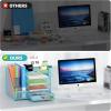 imageMarbrasse Desk Organizer with File Holder 5Tier Paper Letter Tray Organizer with Drawer and 2 Pen Holder Mesh Desktop Organizer and Storage with Magazine Holder for Office SuppliesBlackBlue
