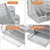 imageMarbrasse Desk Organizer with File Holder 5Tier Paper Letter Tray Organizer with Drawer and 2 Pen Holder Mesh Desktop Organizer and Storage with Magazine Holder for Office SuppliesBlackSilver