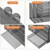imageMarbrasse Desk Organizer with File Holder 5Tier Paper Letter Tray Organizer with Drawer and 2 Pen Holder Mesh Desktop Organizer and Storage with Magazine Holder for Office SuppliesBlackGray