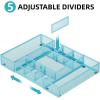 imageMarbrasse Expandable Desk Drawer Organizer Mesh Drawer Organizer Tray with 10 Adjustable Compartments Desk Organizers and Accessories 5 Dividers Drawer for Office Supplies Makeup ampamp Vanity BlackExpandableBlue
