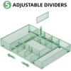 imageMarbrasse Expandable Desk Drawer Organizer Mesh Drawer Organizer Tray with 10 Adjustable Compartments Desk Organizers and Accessories 5 Dividers Drawer for Office Supplies Makeup ampamp Vanity BlackExpandableGreen