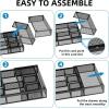 imageMarbrasse Expandable Desk Drawer Organizer Mesh Drawer Organizer Tray with 10 Adjustable Compartments Desk Organizers and Accessories 5 Dividers Drawer for Office Supplies Makeup ampamp Vanity BlackLonger Expandable Drawer OrganizerB
