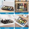 imageMarbrasse Expandable Desk Drawer Organizer Mesh Drawer Organizer Tray with 10 Adjustable Compartments Desk Organizers and Accessories 5 Dividers Drawer for Office Supplies Makeup ampamp Vanity BlackBlack2P