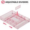 imageMarbrasse Expandable Desk Drawer Organizer Mesh Drawer Organizer Tray with 10 Adjustable Compartments Desk Organizers and Accessories 5 Dividers Drawer for Office Supplies Makeup ampamp Vanity BlackExpandablePink