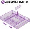 imageMarbrasse Expandable Desk Drawer Organizer Mesh Drawer Organizer Tray with 10 Adjustable Compartments Desk Organizers and Accessories 5 Dividers Drawer for Office Supplies Makeup ampamp Vanity BlackExpandablePurple