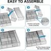 imageMarbrasse Expandable Desk Drawer Organizer Mesh Drawer Organizer Tray with 10 Adjustable Compartments Desk Organizers and Accessories 5 Dividers Drawer for Office Supplies Makeup ampamp Vanity BlackExpandableSilver