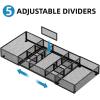 imageMarbrasse Expandable Desk Drawer Organizer Mesh Drawer Organizer Tray with 10 Adjustable Compartments Desk Organizers and Accessories 5 Dividers Drawer for Office Supplies Makeup ampamp Vanity BlackLonger Expandable Drawer OrganizerB