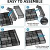 imageMarbrasse Expandable Desk Drawer Organizer Mesh Drawer Organizer Tray with 10 Adjustable Compartments Desk Organizers and Accessories 5 Dividers Drawer for Office Supplies Makeup ampamp Vanity BlackBlack2P