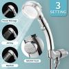 imageMarbrasse High Pressure Shower Head 3Settings Handheld Showerhead with ONOff Full Shutoff Push Button and Switch to Control Flow AngleAdjustable Water Saving Body SpraysChromeShower Head with Hose and Holder