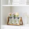 imageMarbrasse Plant Propagation Stations with Wooden Stand Desktop Plant Terrarium Holder Bulb Vase Glass Vase Container with Metal Swivel Holder for Hydroponics of Home Garden Office Decor Lover Gifts3 Bulbs Vase