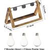 imageMarbrasse Plant Propagation Stations with Wooden Stand Desktop Plant Terrarium Holder Bulb Vase Glass Vase Container with Metal Swivel Holder for Hydroponics of Home Garden Office Decor Lover Gifts3 Bulbs Vase