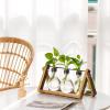 imageMarbrasse Plant Propagation Stations with Wooden Stand Desktop Plant Terrarium Holder Bulb Vase Glass Vase Container with Metal Swivel Holder for Hydroponics of Home Garden Office Decor Lover Gifts3 Bulbs Vase