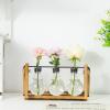 imageMarbrasse Plant Propagation Stations with Wooden Stand Desktop Plant Terrarium Holder Bulb Vase Glass Vase Container with Metal Swivel Holder for Hydroponics of Home Garden Office Decor Lover Gifts3 Bulbs Vase