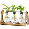 imageMarbrasse Plant Propagation Stations with Wooden Stand Desktop Plant Terrarium Holder Bulb Vase Glass Vase Container with Metal Swivel Holder for Hydroponics of Home Garden Office Decor Lover Gifts3 Bulbs Vase