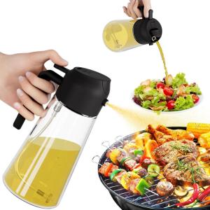 imageMarbrasse Auto Flip Olive Oil Dispenser Bottle20 OZ Leakproof Condiment Container With Automatic Cap and StopperNonDrip SpoutNonSlip Handle for Kitchen Cooking BrownBlack