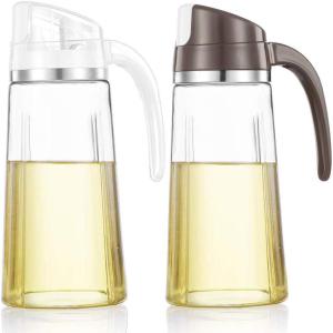imageMarbrasse Auto Flip Olive Oil Dispenser Bottle20 OZ Leakproof Condiment Container With Automatic Cap and StopperNonDrip SpoutNonSlip Handle for Kitchen Cooking Brown1 Pcs White  1 Pcs Brown
