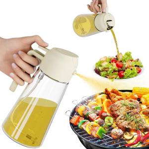 imageMarbrasse Auto Flip Olive Oil Dispenser Bottle20 OZ Leakproof Condiment Container With Automatic Cap and StopperNonDrip SpoutNonSlip Handle for Kitchen Cooking BrownBeige