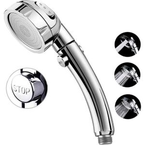 imageMarbrasse High Pressure Shower Head 3Settings Handheld Showerhead with ONOff Full Shutoff Push Button and Switch to Control Flow AngleAdjustable Water Saving Body SpraysChromeChrome