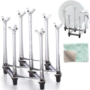 imageMarbrasse Retractable Cup Drying Rack Drinking Glass and Sports Bottle Drainer Stand Plastic Bag Dryer with NonSlip Bottom for Kitchen Countertop1p