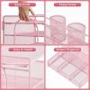 imageMarbrasse 4Trays Desk File Organizer with 2 Pen Holder Desktop Hanging File Holder with Drawer Paper Letter Tray Organizer Rose GoldPink
