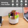 imageMarbrasse Desk Organizer 360Degree Rotating Pen Holder for Desk Desk Organizers and Accessories with 5 Compartments Pencil Organizer Art Supply Storage Box Caddy for Office Home WhiteWhiteGrey