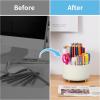 imageMarbrasse Desk Organizer 360Degree Rotating Pen Holder for Desk Desk Organizers and Accessories with 5 Compartments Pencil Organizer Art Supply Storage Box Caddy for Office Home WhiteIvory