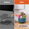 imageMarbrasse Desk Organizer 360Degree Rotating Pen Holder for Desk Desk Organizers and Accessories with 5 Compartments Pencil Organizer Art Supply Storage Box Caddy for Office Home WhiteDark Green