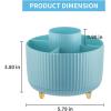 imageMarbrasse Desk Organizer 360Degree Rotating Pen Holder for Desk Desk Organizers and Accessories with 5 Compartments Pencil Organizer Art Supply Storage Box Caddy for Office Home WhiteLight Blue